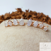Rainbow Moonstone Ear Climber Earring, 925 Silver Rose Gold Plated Earring, Moonstone Ear Crawler, Gemstone Ear Climber, Ear Crawler Earring